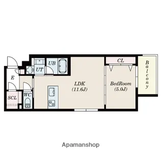 エスタジオ北田辺【1階】の間取り
