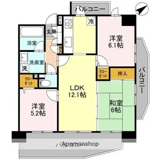 クリスタルパーク 山坂【2階】の間取り