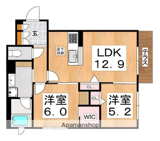 シャーメゾン プルメリア【1階】の間取り