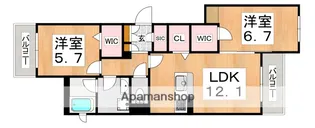 シャーメゾン プルメリア【2階】の間取り