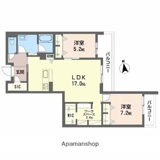 アリビオ田辺【4階】の間取り