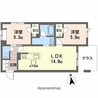 アリビオ 田辺【1階】の間取り