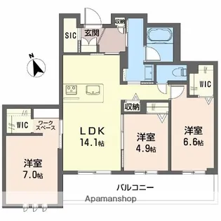 ココン文の里【3階】の間取り