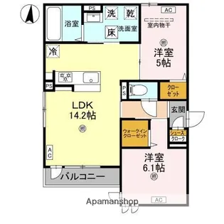 大阪府大阪市住吉区墨江4丁目【アパート】の間取り