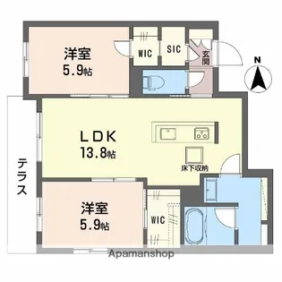 シャーメゾンケーツー【1階】の間取り