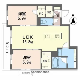 シャーメゾンケーツー【3階】の間取り