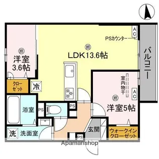 グランピース駒川【2階】の間取り