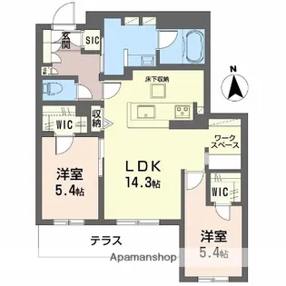 フレシア天王寺 南棟【1階】の間取り