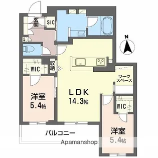 フレシア天王寺 南棟【2階】の間取り