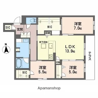 フレシア天王寺 南棟【1階】の間取り