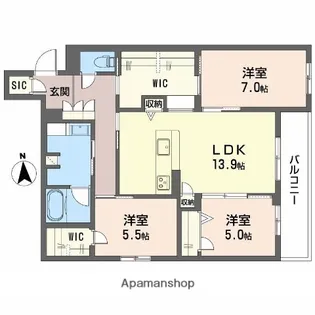 フレシア天王寺 南棟【2階】の間取り