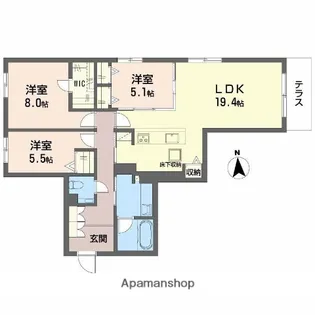 フレシア天王寺 南棟【1階】の間取り