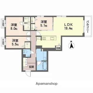 フレシア天王寺 南棟【2階】の間取り