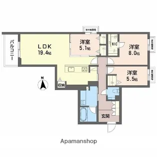フレシア天王寺 南棟【2階】の間取り