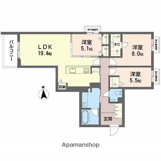 フレシア天王寺 南棟【3階】の間取り