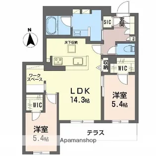 フレシア天王寺 南棟【1階】の間取り