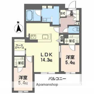 フレシア天王寺 南棟【3階】の間取り