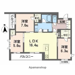 フレシア天王寺 北棟【2階】の間取り