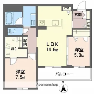 フレシア天王寺 北棟【3階】の間取り
