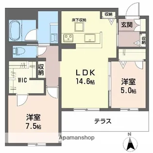 フレシア天王寺 北棟【1階】の間取り