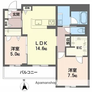 フレシア天王寺 北棟【2階】の間取り