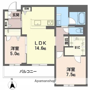 フレシア天王寺 北棟【4階】の間取り