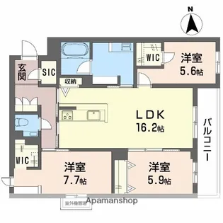 フレシア天王寺 北棟【2階】の間取り