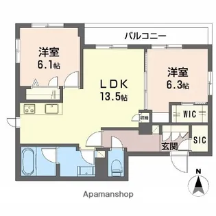 シャーメゾン ロッシュ ル ポン Ⅱ【2階】の間取り