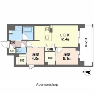 2LDKの間取り画像
