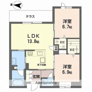 シャーメゾン ジー コート ホウゼンジ【1階】の間取り