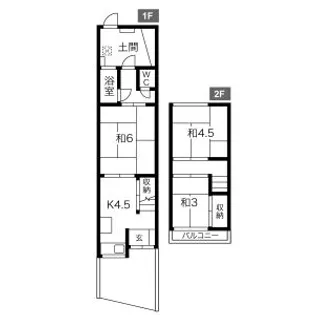 藤井寺市川北長屋【1号室】の間取り