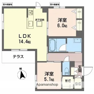プレミアス鳳2【1階】の間取り