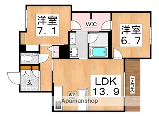 シャーメゾン北田辺【1階】の間取り