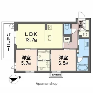 アルテーヌ浜寺元町【3階】の間取り