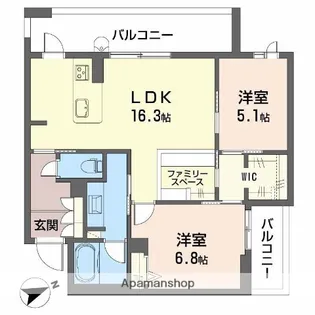 アルテーヌ浜寺元町【2階】の間取り