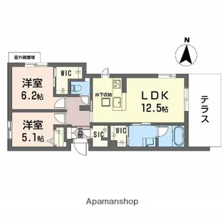 シャーメゾン ラト ファミリア【1階】の間取り