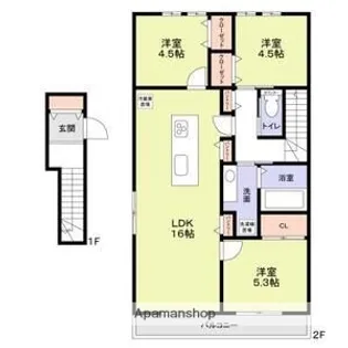 ラヴェルテュ播磨町【2階】の間取り