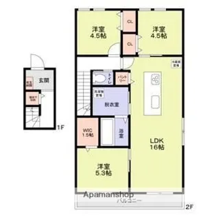 ラヴェルテュ播磨町【2階】の間取り