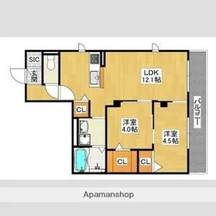 ハイムメゾン長居公園通【2階】の間取り