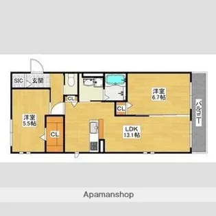 ハイムメゾン長居公園通【1階】の間取り