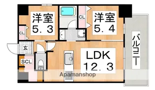 ブループラス針中野【7階】の間取り