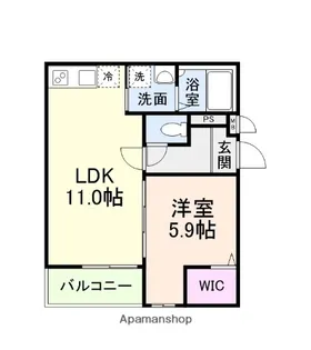 フェリシアーク 加美【1階】の間取り