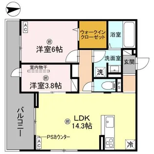 D−ROOM瓜破NORTH【2階】の間取り