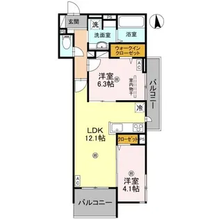 D−ROOM瓜破SOUTH【2階】の間取り