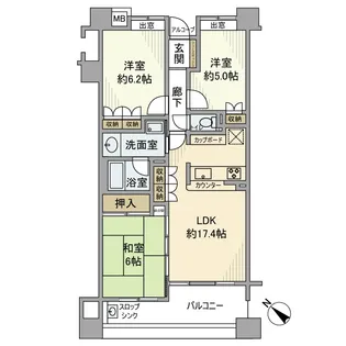 ジュネス泉佐野コンドミニオ【1104号室】の間取り