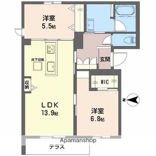 シャーメゾン ウィステリアカーサ【1階】の間取り