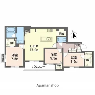 シャーメゾングランマーサ松虫通り【4階】の間取り