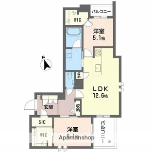 シャーメゾングランマーサ松虫通り【3階】の間取り