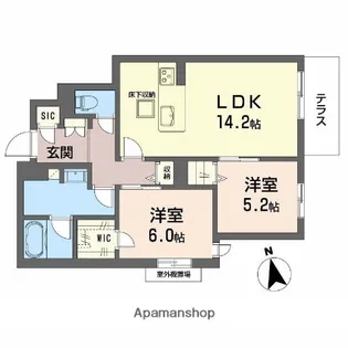 シャーメゾンルミエール西田辺【1階】の間取り