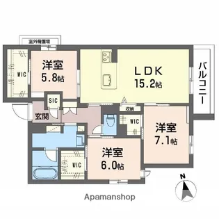 シャーメゾンルミエール西田辺【2階】の間取り